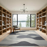 Geometric Grey Mountain Peaks Area Rug