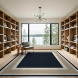 Beige Framed Black Area Rug