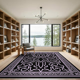 Purple Ornate Persian Border Area Rug