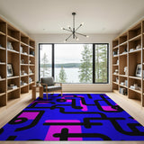 Multi-color and Patterns Vibrant Blue Pink Geometric Abstract Rug