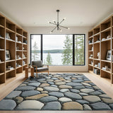 Grey Grey Pebble Mosaic Area Rug