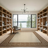 Greek Key Tan Border Beige Area Rug