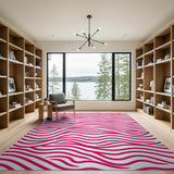 Bold Pink Wavy Line Area Rug
