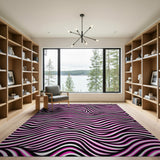 Wavy Pink Black Abstract Area Rug