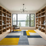 Multi-color and Patterns Bold Yellow Grey Geometric Abstract Area Rug