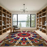 Southwestern Mandala Tribal Area Rug