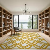 Gold Geometric Diamond Lattice Area Rug