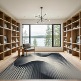 Modern Wavy Black White Geometric Area Rug