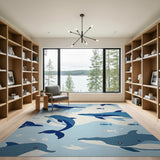Playful Cartoon Dolphins Ocean Kids Rug