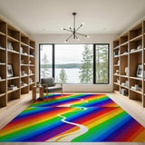 Vibrant Rainbow Wavy Stripe Area Rug