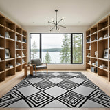 Bold Black Diamond Geometric Area Rug