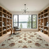 Cream Peony Floral Vintage Area Rug