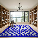 Blue Houndstooth Geometric Area Rug