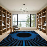 Bold Blue Sunburst Geometric Area Rug