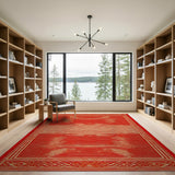Bold Red Wavy Heritage Tribal Area Rug