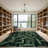 Green Parquet Geometric Area Rug