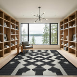Black White Geometric Tribal Diamond Rug