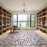 Red Swirling Abstract Area Rug