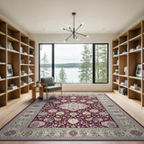 Burgundy Persian Floral Medallion Rug