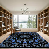 Blue and Teal Intricate Blue Persian Floral Area Rug