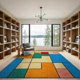 Geometric Modern Multi-color and Patterns Vibrant Multi-Color Geometric Area Rug
