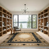 Tan Sunburst Starfield Area Rug