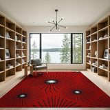 Red Starburst Geometric Area Rug