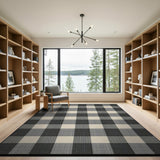 Rustic Farmhouse Black White Buffalo Check Farmhouse Rug