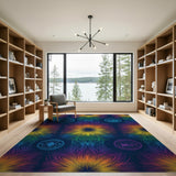 Rainbow Pride Burst Washable Area Rug