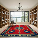 Multi-color and Patterns Ornate Red Persian Medallion Area Rug