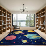 Kids Cartoon Space Galaxy Area Rug