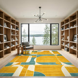 Blue Teal Geometric Area Rug