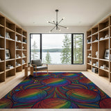 Rainbow Yarn Balls Kids Cartoon Area Rug