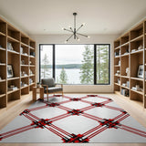 Red Black Geometric Plaid Area Rug