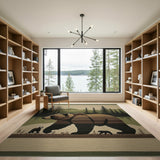 Grizzly Bear with Cubs Mountain Wilderness Rug