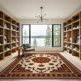 Orange Floral Medallion Persian Rug