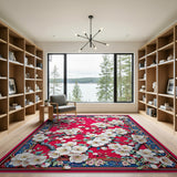 Vintage Red Plum Blossom Floral Area Rug