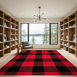 Red Check Bold Red Black Buffalo Check Area Rug