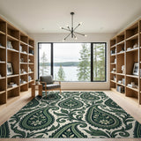 Elegant Green Paisley Area Rug