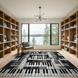Geometric Modern Piano Keys Black White Geometric Area Rug