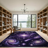 Purple Cosmic Galaxy Stars Area Rug