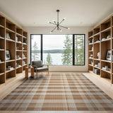 Brown and Tan Rustic Farmhouse Brown Tan Plaid Woven Area Rug