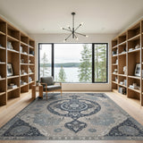 Navy Persian Medallion Area Rug