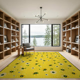 Cheerful Yellow Daisy Floral Area Rug