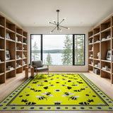 Whimsical Yellow Bee Daisy Area Rug