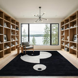 Abstract Yin-Yang Black White Geometric Rug