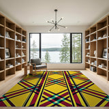 Vibrant Yellow Plaid Geometric Area Rug