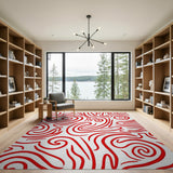 Swirl Vibrant Red Swirl Abstract Area Rug