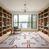 ODIKA Washable Red Gothic Cross Area Rug - Low Pile Non-Slip Non-Shedding Carpet