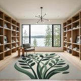 Swirling Green Leaves Area Rug